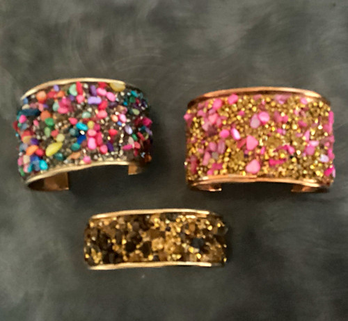 Lot stackable gold tone - 3, gold-tone