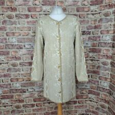 Grazia Animal Print Long Cardigan Beige Womens UK 10 Chunky Merino Knit Oversize
