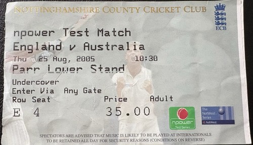 Ticket stub england v - ticket,