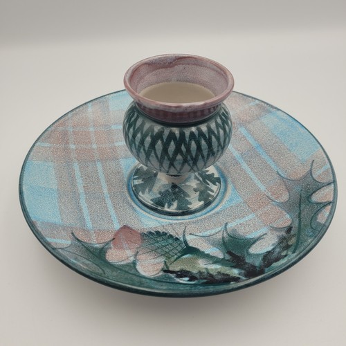 Tain pottery egg cup saucer - &,