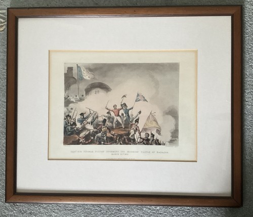 Framed antique aquatint print - framed,