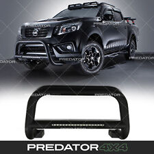 BLACK STEEL NUDGE BULL BAR WITH LED LIGHT BAR FOR NISSAN NAVARA D23 NP300 14-21