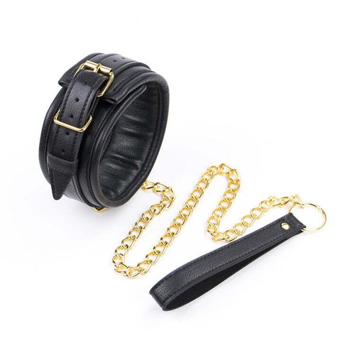 Black faux leather collar - faux,