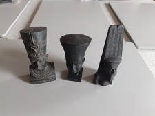 Vintage Black Resin  Egyptian Woman Bust Of Nefertiti and otitis god