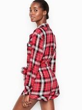 Victoria's Secret FLANNEL LONG SLEEVE ROMPER PAJAMA SLEEP PJ size S