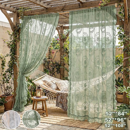 Lace floral sheer curtain - floral,