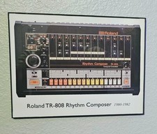 Roland TR-808 Rhythm Composer / Framed Glass Wall Art Print 8.5x11 Drum Machine