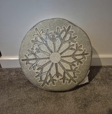 Winter Dreams Pine Christmas Snowflake 15in Beaded Round Decorative Pillow