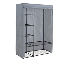 Home Covered Double Wardrobe with Storage - Grey | Bedroom Clothes Organizer