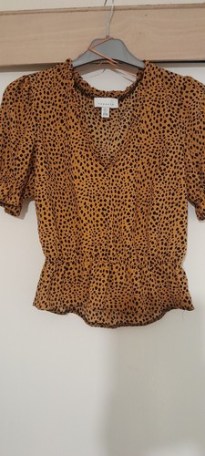 Leppard print top size denim - leppard,