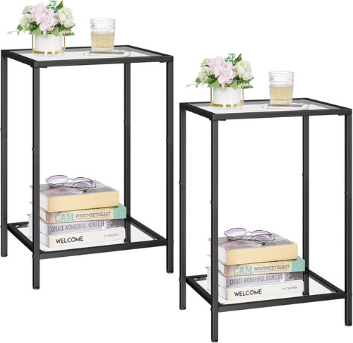 Modern black side tables set - side,