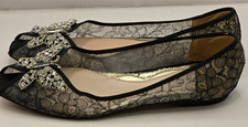 Liana Butterfly Open Toe Flats Black Lace Size Uk 7, US 9 and Eu 40 