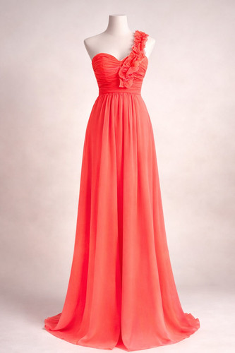 One shoulder chiffon - shoulder,