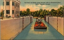 Postcard Two Boat And Barge