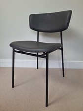 Calligaris Fifties designer chair black metal ash grey faux leather VGC