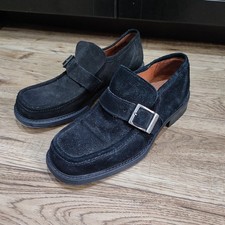 Russell & Bromley Black Suede Buckle Chunky Loafers Shoes • 41 7
