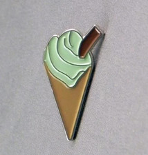 Ice cream pin badge. Green - Mint version 99 flake design. Metal Enamel.