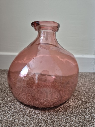Pink recycled glass vase - recycled,