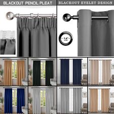 NEW THERMAL BLACKOUT CURTAINS READY MADE EYELET RING TOP OR PENCIL PLEAT CURTAIN
