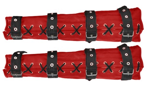 Red and black genuine leather - and,