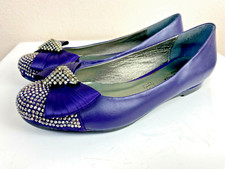 Roberto Botella Leather Ballerina 6.5 Bow Studs Round Toe Flat Purple M12827