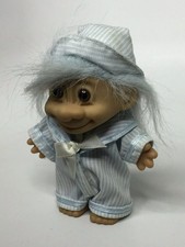 Russ Troll Doll 5” - Stripy Blue Outfit Sailor Costume With Light Blue Hair