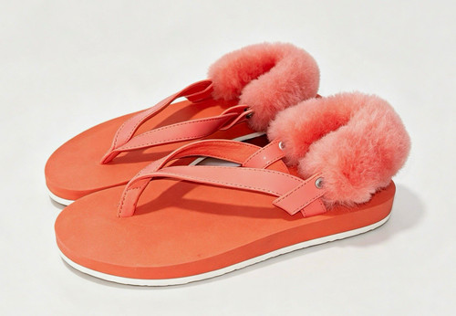 Ugg pink fur trim flip - fur,