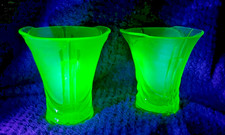 2x Uranium Glass Green Vase |