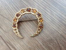 Vintage Half Moon Crescent Goldtone Brooch