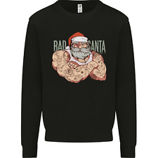 Bad Santa Christmas Tattoo Xmas Biker Gym Mens Sweatshirt Jumper