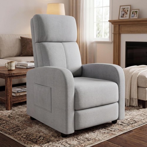 Manual recliner armchair linen - armchair,