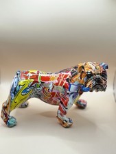 Colourful Bulldog ornament resin figurine statue Dog lover gift