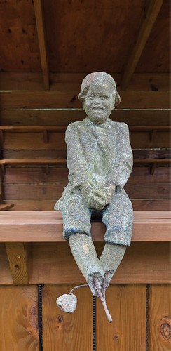 Antique vintage fishing boy - /,