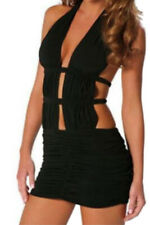 Black Clingy Halterneck dress backless bodycon strappy cut out detail lingerie