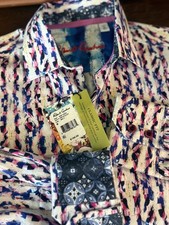 NWT Robert Graham Men's L/S Button Classic Fit Flip Cuff Shirt Sz M Bent Creek
