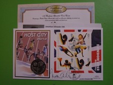 BENHAM COIN COVER LONDON HOST CITY BVI $1 SIGNED JONATHAN EDWARDS - LONG JUMP