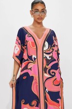Ladies  Bright Boho  Arty  Holiday Beach Coverup Kimono Kaftan Long Dress  16