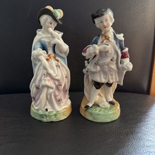 Pair Of Vintage Continental Porcelain Figures Man And Woman Regency Dress