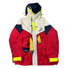 Vintage Musto Sailing Jacket Outdoor Rain Hiking Red White Blue Mens XL