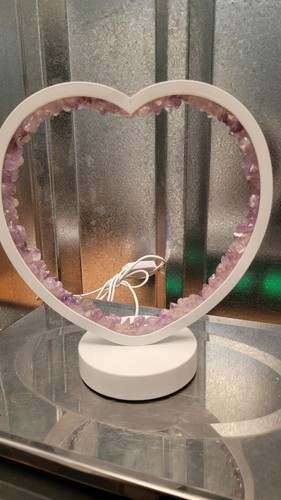 Amethyst heart lamp white new - amethyst,