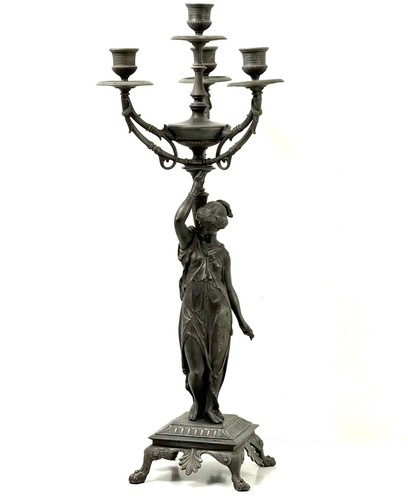 Large bronzed spelter figural - large,