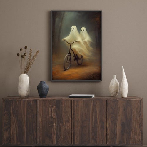 Ghosts riding bike painting - ghosts, a