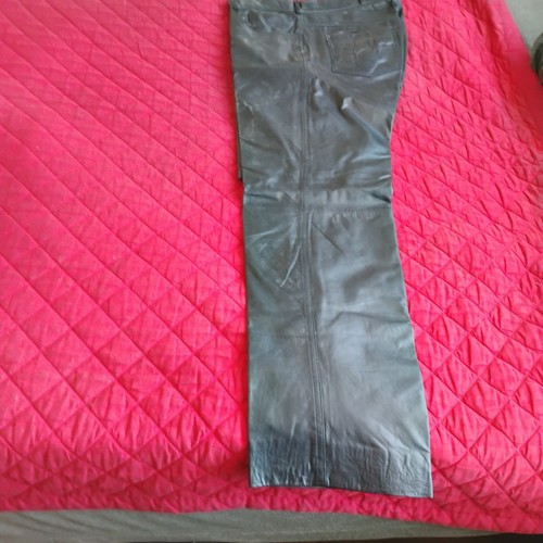 Leather slacks nylon taffeta - leather,