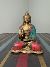 Handmade Turquoise Brass Buddha 5”