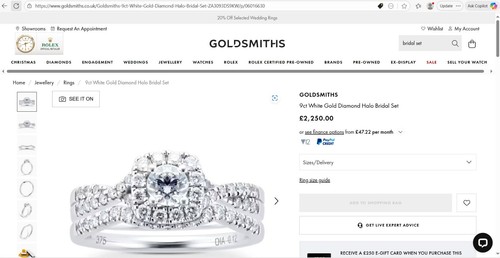 Goldsmiths carat white - goldsmiths, 9