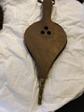 Large Vintage Collectable Lovely Wood and Leather Brass Studded Fireside Bellows