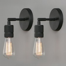 2x Black Vintage Wall Light Sconce E27 Edison Lamp Holder Industrial Retro Loft