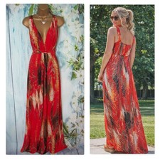 Roman Red Orange Tropical Palm