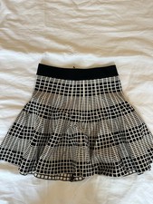 Ladies Skater Skirt Checkered Black And White Gray Grid Baloon Skirt Size M