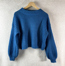 Topshop Mohair Jumper UK 10 Womens Blue Turquoise Sweater Short Cropped